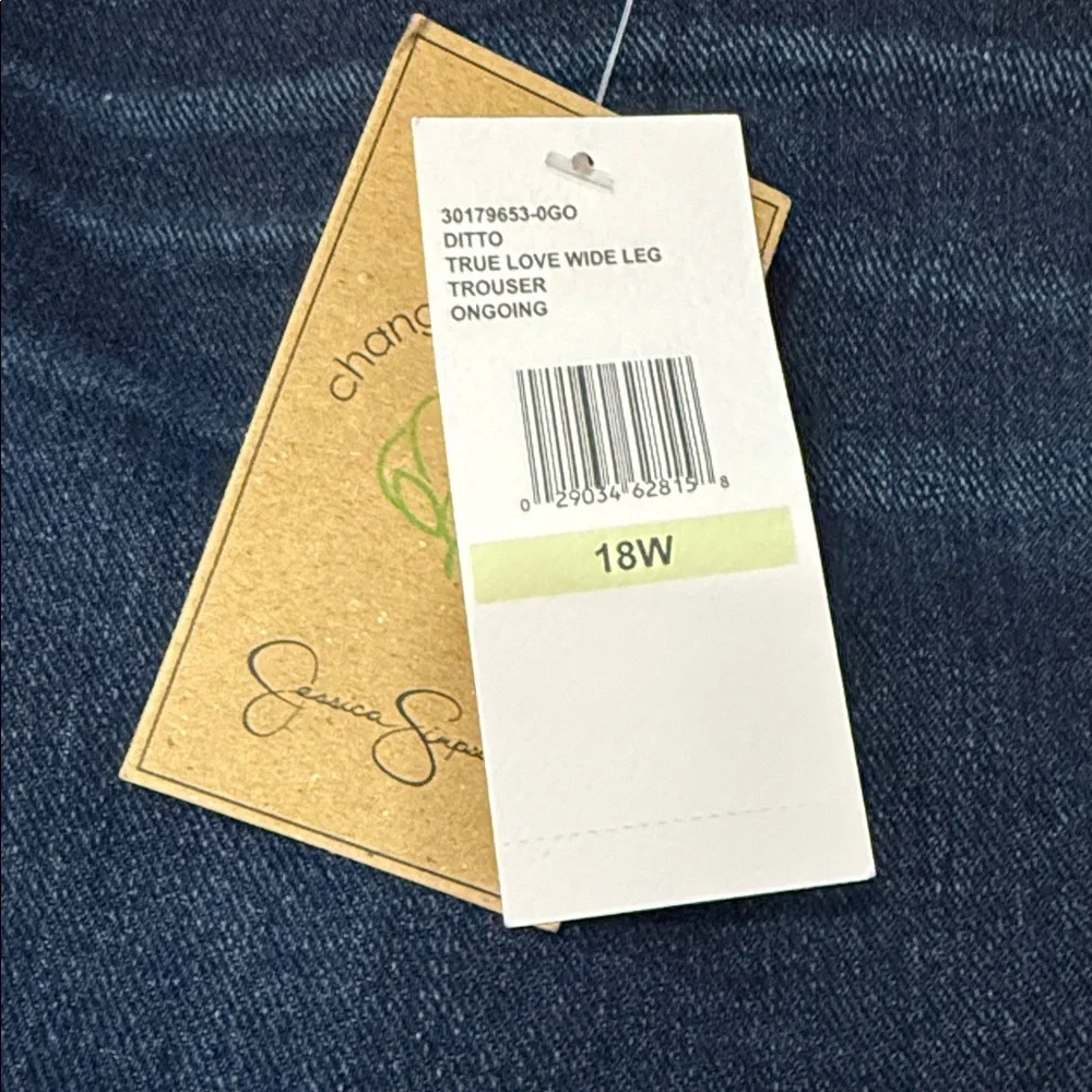 NWT Jessica Simpson “True Love” Women's Dark Blue High Rise Wide Leg Jeans 18W - Picture 7 of 10